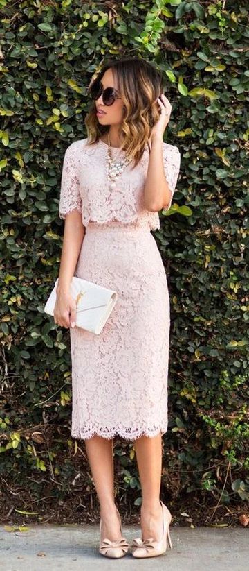 Two Piece Dress Short Lace Homecoming Dresses Cocktail Pink Yasmine Sleeves Midi CD3759