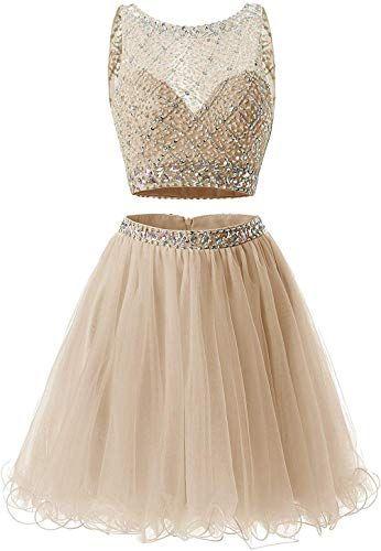 Short Juniors Two Piece Jocelyn A Line Homecoming Dresses Dress Short Tulle Beaded Sequins Party Dresses CD3927