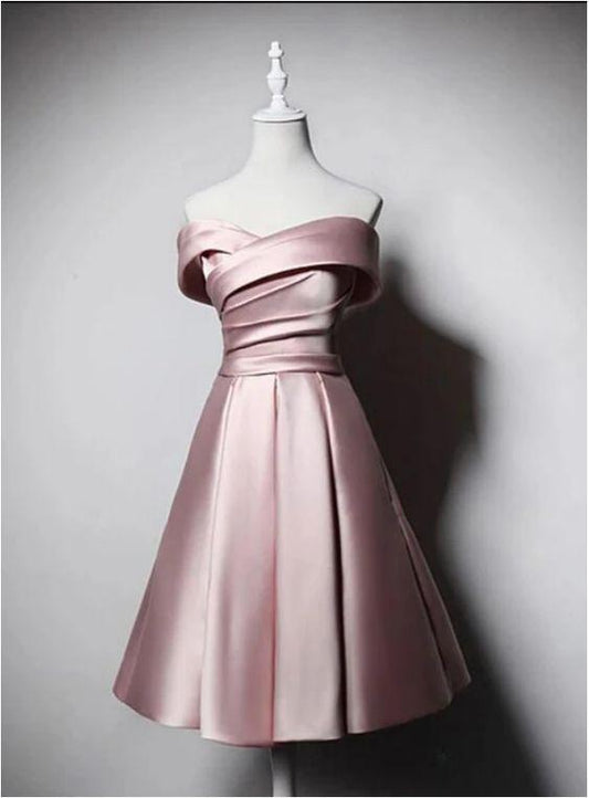 , Off-The-Shoulder Simple Short Pink Homecoming Dresses Gisselle Dress CD8389