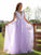 Tulle Applique A-Line/Princess V-neck Sleeveless Floor-Length Dresses