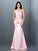 Long Sweetheart Trumpet/Mermaid Sleeveless Lace Satin Bridesmaid Dresses