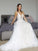 Tulle V-neck Applique Sweep/Brush A-Line/Princess Sleeveless Train Wedding Dresses