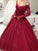Floor-Length Gown Ball V-neck Sleeves Long Lace Tulle Dresses