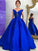 Sleeveless Gown V-neck Ball Ruffles Floor-Length Satin Dresses