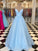 Sleeveless A-Line/Princess Floor-Length V-neck Tulle Ruffles Dresses