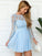 Sleeves Lace A-Line/Princess Long Scoop Short/Mini Chiffon Dresses