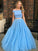 Beading Sweep/Brush A-Line/Princess Off-the-Shoulder Tulle Sleeveless Train Two Piece Dresses