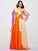 A-Line/Princess One-Shoulder Sleeveless Beading Long Chiffon Dresses
