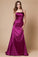One A-Line/Princess Elastic Beading Sleeveless Shoulder Long Woven Satin Dresses