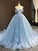 Ball Gown Sleeveless Applique Tulle Off-the-Shoulder Sweep/Brush Train Dresses