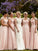 Chiffon Beading Square Sleeves A-Line/Princess Short Floor-Length Bridesmaid Dresses