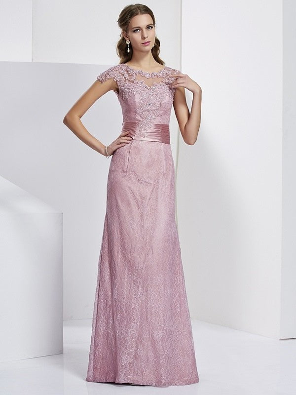 Mother Sleeves Elastic Satin of Sheath/Column Lace Woven Long Short High Neck the Bride Dresses