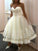 Applique Gown Tulle Ball Sleeveless Sweetheart Tea-Length Wedding Dresses