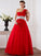 Ball Sleeveless Long Hand-Made One-Shoulder Flower Gown Net Quinceanera Dresses