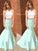 Neck Sleeveless High Trumpet/Mermaid Floor-Length Beading Satin Dresses
