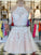 Halter Sleeveless Tulle A-Line/Princess Applique Short/Mini Homecoming Dresses