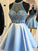 Sash/Ribbon/Belt Halter Satin A-Line/Princess Sleeveless Short/Mini Dresses