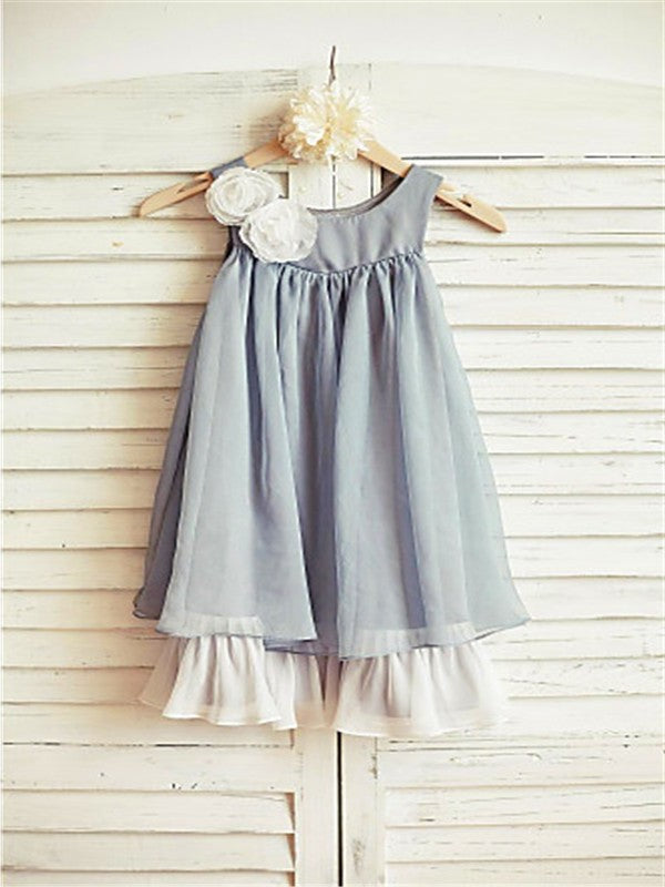 Chiffon A-line/Princess Tea-Length Sleeveless Scoop Ruffles Flower Girl Dresses