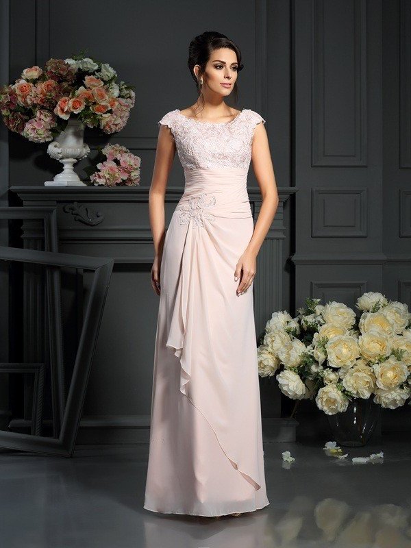 Sleeveless A-Line/Princess Chiffon Long Scoop of Lace Mother the Bride Dresses