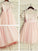 Jewel Lace Tea-Length A-line/Princess Short Sleeves Tulle Flower Girl Dresses