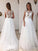A-Line/Princess Train Tulle Scoop Sweep/Brush Sleeveless Wedding Dresses