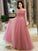 Tulle A-Line/Princess Off-the-Shoulder Ruffles Sleeveless Floor-Length Dresses