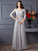 3/4 V-neck of Mother Long Applique Sleeves Chiffon A-Line/Princess the Bride Dresses