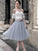 Tulle Lace A-Line/Princess Sleeveless Tea-Length Sweetheart Two Piece Dresses