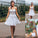 A-Line/Princess Lace Spaghetti Sleeveless Straps Applique Short/Mini Homecoming Dress