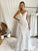 V-neck Sweep/Brush Sleeveless Trumpet/Mermaid Applique Tulle Train Wedding Dresses