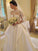Lace Chapel Ball Sleeves Long Neck Gown Satin High Train Wedding Dresses