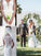 Sheath/Column Sweep/Brush Sleeveless V-neck Tulle Train Wedding Dresses