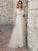 A-Line/Princess Tulle Applique Sleeveless V-neck Floor-Length Dresses