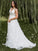 Sweep/Brush Applique Organza A-Line/Princess V-neck Sleeveless Train Wedding Dresses