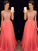 A-Line/Princess Sleeveless Scoop Beading Floor-Length Chiffon Dresses