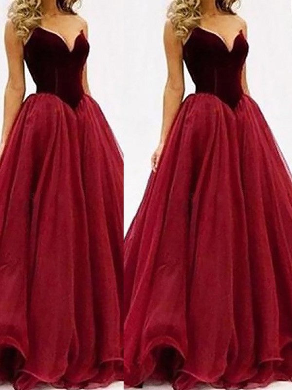 Sleeveless Ball Sweetheart Gown Tulle Floor-Length Dresses