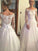 Long Ball Lace Off-the-Shoulder Gown Sleeves Tulle Court Train Wedding Dresses