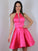 Satin A-Line/Princess Halter Ruffles Sleeveless Short/Mini Dresses