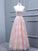 Sleeveless A-Line/Princess Tulle Scoop Floor-Length Applique Dresses