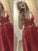 V-Neck Satin A-Line/Princess Floor-Length Sleeveless Two Piece Dresses