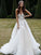 V-neck A-Line/Princess Sweep/Brush Sleeveless Train Tulle Applique Wedding Dresses