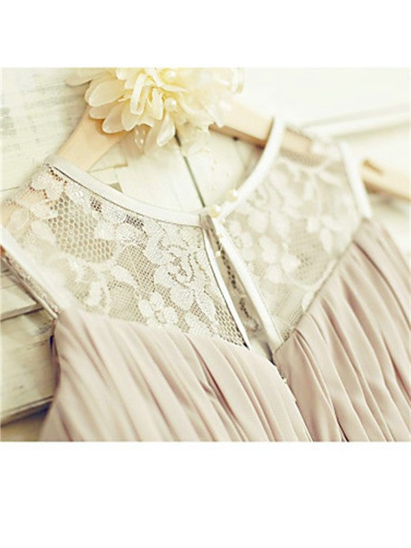 Tea-Length Chiffon Sleeveless Ruffles A-line/Princess Scoop Flower Girl Dresses