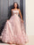 Hand-Made A-Line/Princess Flower Straps Tulle Floor-Length Sleeveless Dresses