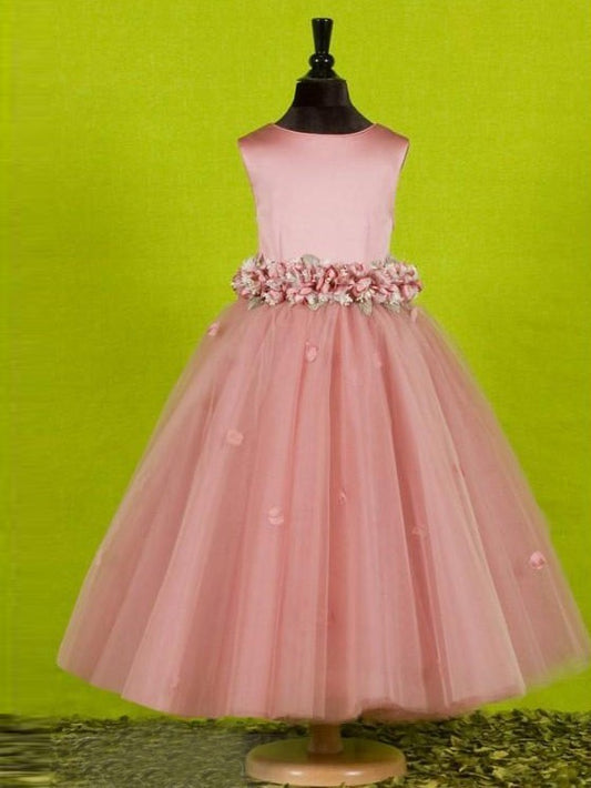 Scoop Sleeveless A-line/Princess Tulle Long Bowknot Flower Girl Dresses