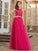 Sleeveless Tulle Floor-Length Beading Halter A-Line/Princess Two Piece Dresses