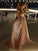 Sequins Sweep/Brush Ruffles A-Line/Princess Train V-neck Sleeveless Dresses