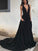 V-neck Ruffles A-Line/Princess Jersey Court Train Sleeveless Dresses