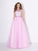 A-Line/Princess Jewel Rhinestone Sleeveless Long Net Dresses
