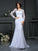Long Lace Long Sheath/Column Scoop Sleeves Satin Wedding Dresses