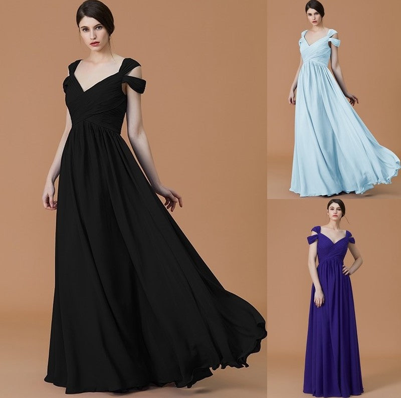 Off-the-Shoulder Floor-Length Ruched A-Line/Princess Sleeveless Chiffon Bridesmaid Dresses